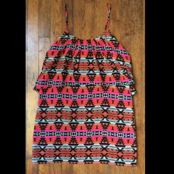 Greylin Silk Aztec Print Ruffle Mini Dress - Picture 3 of 8
